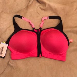 NWT bright pink zip-up Athletic/Sports Bra